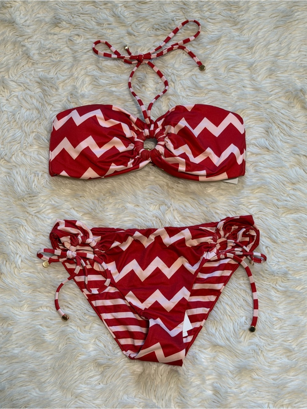 NWT Stella McCartney Chevron Print Halter Bikini - Size Small